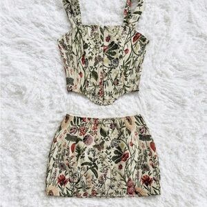 Floral Corset Top and Skirt Set